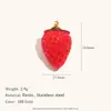 Pendente de Borboleta em Resina com Frutas de Cogumelo Gotejamento de Óleo Cruzado Europeu e Americano Zircônia Aço Inoxidável Banhado 18K Acessórios de Morango Personalidade