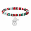 Popular Serie Navideña de Arcilla Polimérica Europea y Americana Pulsera Colgante de Acero Inoxidable de Papá Noel Muñeco de Nieve Joyería de Comercio Exterior al por Mayor