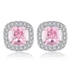 Pendientes de Plata de Ley S925 con Cierre de Aguja, Pequeños Cubos de Azúcar con Circonita, Pendientes Cuadrados de Diamante Simples de Alta Gama, Versátiles para Chicas a la Moda