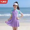 Traje de baño para niñas, de dos piezas, estilo conservador, nuevo modelo 2026, traje de baño para niños mayores, traje de baño para estudiantes de secundaria, traje de baño de entrenamiento con protección solar