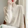 Cárdigan de Punto Trenzado para Mujer con Cuello Redondo, Manga Larga, para Primavera y Otoño, Ropa Exterior Versátil y Elegante, Suéter Base