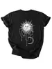 Amazon eBay estação independente moda versátil elegante feminina corrente sol lua estrela gola redonda manga curta camiseta