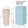 2026 Novo Modelo Copo com Canudo 500ml Aço Inoxidável 316 Dupla Utilização Chá de Bolhas com Tampa de Pressão Copo com Canudo Dupla Camada a Vácuo
