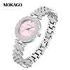 MOKAGO - Nuevo reloj con incrustaciones de diamantes para mujer, resistente al agua, con placa redonda, reloj de cuarzo sencillo de alta gama para mujer