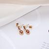 Aretes Ovalados de Lujo de Entrada de Oro de 18K Europeo y Americano para Mujer Aretes de Rubí de Acero Inoxidable Aretes de Zirconia Dorados Exagerados