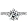Novo anel de noivado de luxo em ouro rosé com seis garras, moissanita cor D, diamante VVS, floco de neve estrelado, temperamento, para mulheres