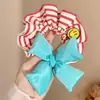Nudo para el Cabello de Tela Rayada Roja Coreana Nuevo con Lazo Azul Cuerda para el Cabello Adorno para la Cabeza Nudo para el Cabello Versátil y Moderno Personalización