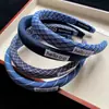 Diadema Simple de Cuadros Azules de Alta Gama Diaria Versátil Accesorios para el Cabello de Cuadros Accesorios para la Cabeza Moda Diadema Superior Cranial para Mujeres