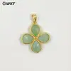Wt-P2031 Chapado Galvánico de Oro Real de 18 Quilates Bordes Hechos a Mano Flor de Piedra Natural Fija Colgante en Forma de Flor