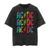 2025 Novo Modelo Comércio Exterior Marca Independente Caimento Solto Banda de Rock Gráfico Algodão Lavado Camiseta Unissex Sho