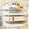 Organizador de arquivos de mesa multicamadas, estante de livros de armazenamento multicamadas, prateleira de armazenamento, material de escritório