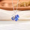 Moda Cruzada Europeia e Americana Pingente de Rosa Amor Trevo de Quatro Folhas Diamante Cristal Coração de Pêssego Colar Feminino Cerimônia do Dia das Mães