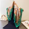 Lenço Quadrado Shawl Estampa Equestre Estilo Coreano Seda de Imitação Versátil Lenço de Pescoço de Alta Qualidade Lenço de Cabeça Lenço de Seda Lenço para Mulheres
