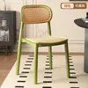Cadeira de Plástico com Imitação de Rattan, Cadeira de Maquiagem Moderna com Encosto, Cadeira de Mahjong para Adultos, Uso Externo e Doméstico, Empilhável, Cadeira de Jantar Comercial, Respirável