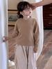 Suéter Unisex Infantil Versátil para Otoño e Invierno 100% Lana Color Sólido Cuello Semi Alto Pulóver Holgado Suéter Base