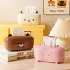 Caja de Pañuelos de Escritorio Estilo Dibujos Animados Forma de Animal Lindo Adorno de Decoración para el Hogar Caja de Almacenamiento Creativa para Encimera