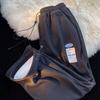 Calça de Moletom Estilo Coreano Masculina Outono e Inverno Solta Reta Perna Larga Calça Estilo Coreano Fashionável Cordão na Barra Casual Esportiva