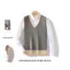 Novo Colete de Lã com Gola V Outono e Inverno Masculino Simples Casual Suéter de Lã Colete de Tricô Solto