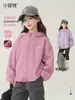 Jaqueta com Capuz Forrada de Lã Nova de Inverno para Meninas Little Fitter, Top Leve para Uso Externo para Crianças Maiores