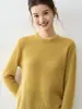 Suéter de punto de cuello redondo grueso estilo perezoso para mujer, 75% cachemira, 25% seda de morera, suelto, manga larga, estilo minimalista