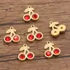 1 3 Colores 12X13mm Acero Inoxidable Dorado Encanto de Azulejo Colgante de Fruta Colgante de Cereza Accesorios para Joyería DIY