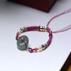 Pulseira de Jade Hetian Natural Jade Azul Fivela Segura Jade Azul Água Ensolarada Clara e Jade Branco Joia de Corda Trançada à Mão Pulseira de Círculo Único para Meninos e Meninas