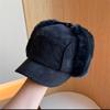 Sombrero Lei Feng de pana gruesa y lana de cordero para combinar con todo, para hombre y mujer, invierno, estilo coreano, ciclismo, orejeras, resistente al viento, sombrero de piso para mujer