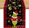 Bandeira de mesa de Natal quente transfronteiriça Bandeira de mesa do Grinch decoração verde do Papai Noel vendas diretas da fábrica