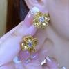 Pendientes de Corazón Flor Morada con Circonita de Alta Gama para Mujer con Sentido del Diseño Pendientes Versátiles de Celebridad de Internet Plata 925 Nuevo Lujo Accesible