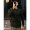 Nuevo Suéter de Punto de Manga Larga para Hombre de Primavera y Otoño, Cuello Henley, Abotonado, Rayado, Estilo Old Money, Negocios, Venta al por Mayor de Fábrica Transfronteriza