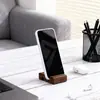 Soporte de escritorio portátil de madera de nogal para teléfono para uso en casa, base compacta de madera para teléfono, soporte de doble ranura para ver series