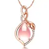 Corrente de clavícula estilo coreano ouro rosa pingente criativo de pedra hibisco pingente de ametista topázio joia de cristal cor tesouro em pó