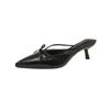 Zapatillas de tacón de aguja puntiagudas con lazo francés para mujer Primavera y Verano 2025 Zapatillas Baotou Elegantes para Exterior Tacones Altos Sexys