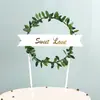 Linda decoração fresca rosa verde coroa de bolo plugue decoração coroa de bolo coroa de bolo de aniversário decoração Vinha