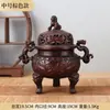 Quemador de Incienso Antiguo de León y Dragón con Orejas de Animal, Quemador de Incienso Verde para Decoración de Oficina o Puesto, Quemador de Incienso de Cobre