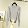 Camiseta Base de Modal Manga Larga para Mujer Corte Ajustado Ropa Interior Otoño Top Cuello Redondo Nuevo 2024 Primavera y Otoño Estilo Occidental