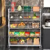 Estante de Almacenamiento de Cocina Multicapa de Acero Inoxidable Estante de Almacenamiento para Cocina y Baño Cesta para Verduras Estante Multicapa Carrito Pequeño para el Hogar