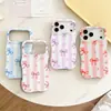 Nuevo Producto de Comercio Exterior: Funda de Teléfono Estilo Coreano con Lazo de Rayas de Colores para iPhone 18, Funda con Película Dos en Uno para Apple 17Pm