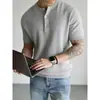 2026 Verano Nuevo Camiseta de Manga Corta Estilo Old Money para Hombre Moda Retro Japonesa Camiseta Juvenil con Cuello Alto Top para Hombre