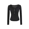 Camiseta Manga Longa Slim Fit Gola Henley Meio Aberta Estilo Desejo Puro