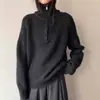 Suéter Pulôver de Gola Alta com Meio Zíper Estilo Coreano para Mulheres, Novo Lançamento Inverno 2026 Top de Malha de Caxemira de Alta Qualidade