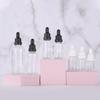 Frasco transparente para aceite esencial de 5 ml a 100 ml con veta plateada, frasco para esencia líquida de 10 ml, frasco gotero de oro rosa de 30 ml