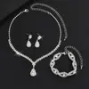 E-commerce nova geração de joias diamante de cabelo colar brincos pulseira conjunto de três peças para casamento joias de noiva combinação