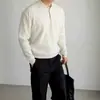 Suéter de Punto Cálido con Cuello Solapa para Hombre, Estilo Old Money, Manga Larga, para Otoño e Invierno, Color Sólido Gris, Corte Holgado