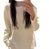 Camiseta Base Blanca Nueva para Mujer Talla Grande Otoño Temprano 2025 Estilo Coreano Holgada de Longitud Media
