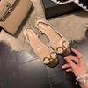 ¡Los tacones muestran temperamento! Sandalias de Dedo Estilo Chanel con Hebilla Metálica para Mujer Planas Estilo Francés Colorblock Retro Espalda Abierta Zapatos de Moda