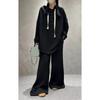 Traje de pantalón ancho de pierna para mujer, de talla grande, informal, elegante, de dos piezas, para otoño e invierno, gordita transfronteriza
