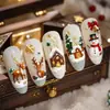 Manicure Cruzada de 24 Peças de Natal, Estilo Boneco de Neve Fresco com Alce, Casa de Floco de Neve e Outras Unhas Usáveis