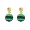 Pendientes Redondos de Plata de Ley S925 con Malaquita para Mujer Nuevo Estilo Chino Exquisito Nicho Diseño de Alta Gama Regalo de Año Nuevo