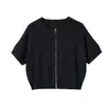 Za Comércio Exterior Aliexpress Transfronteiriço Verão 2026 Novo Estilo Francês Versátil Cor Sólida Gola Redonda Manga Curta Tricô Zíper Top